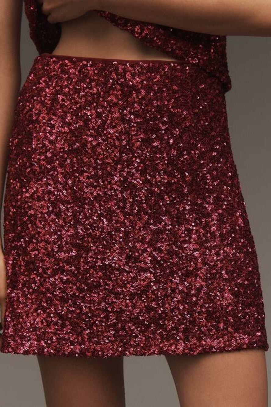 NEW Anthropologie The Tilda Sequin Mini Slip Skirt lined night out glam large